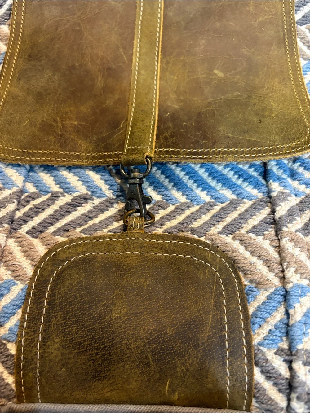 Myra Bag Canvas and Leather Backpack in Olive Green and Blue